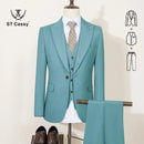 ST Cassy High Quality Men's Suit Summer thin Green  Slim Fit Formal Business Office Men's Suits（jacket+Vest+Pants）