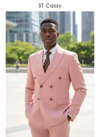 ST cassy Elegant White Double Breasted Suit Set 2 Piece Business Wedding Outfit Classic Stylish Blazer Pants Modern Trendy