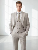 ST Cassy Men's three piece suit elegant slim fit formal office and leisure banquet groomsman set groom's wedding dress