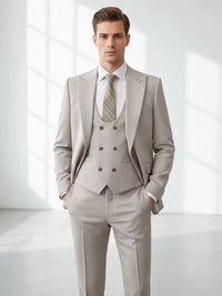 ST Cassy Men's three piece suit elegant slim fit formal office and leisure banquet groomsman set groom's wedding dress