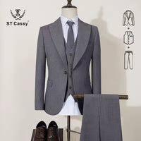 ST Cassy new 2 buttons on suit blue modern design mens office wear blazer coustime homme luxe Bead edge craftsmanship