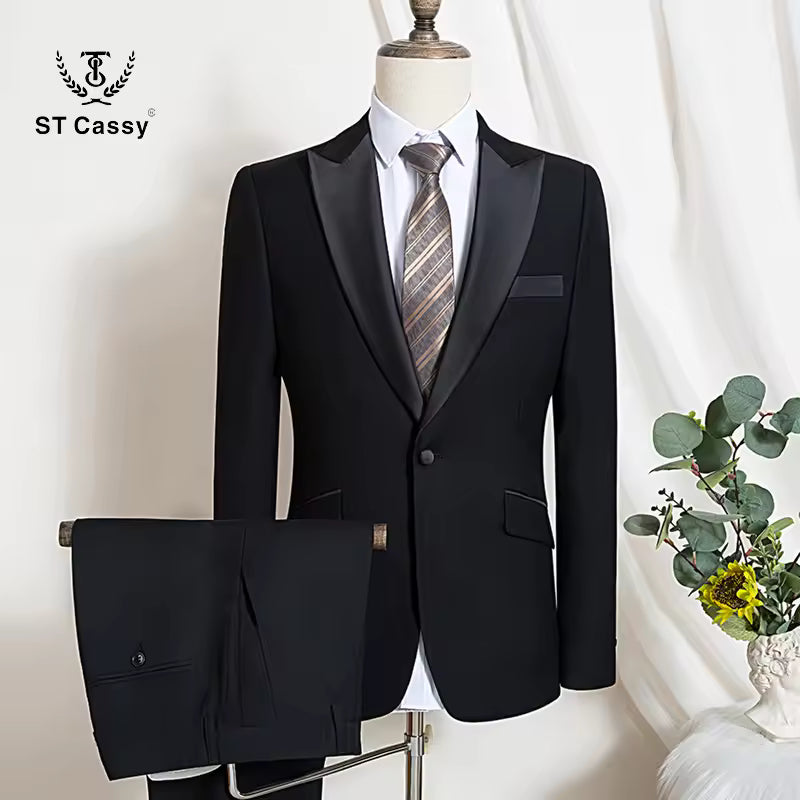 ST Cassy 優質修身男士西裝兩件套 高檔婚禮宴會禮服 優雅商務派對正裝