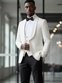 ST Cassy High Quality white Wedding Groom Dress elegant evening gown Prom man Suit Party Dress Slim fit casual suit three-piece