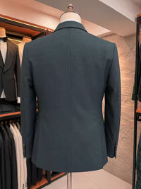 ST Cassy High quality luxury 3 piece set elegant men suits dark green Slim Fit Male Groom Wedding Blazers Party Dress Business Office