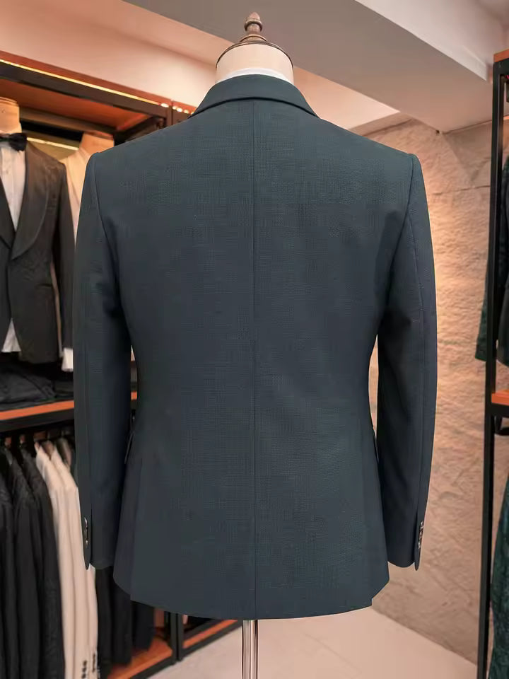 ST Cassy High quality luxury 3 piece set elegant men suits dark green Slim Fit Male Groom Wedding Blazers Party Dress Business Office