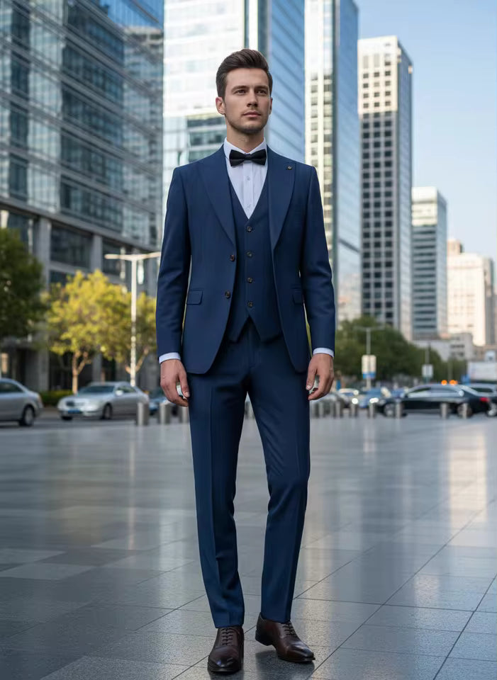 ST Cassy new 2 buttons on suit blue modern design mens office wear blazer coustime homme luxe Bead edge craftsmanship