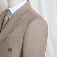 ST Cassy High Quality Jacket+pants elegant light coffee fine grain double breasted gentleman's suit set Stereoscopic cutting lapel collar