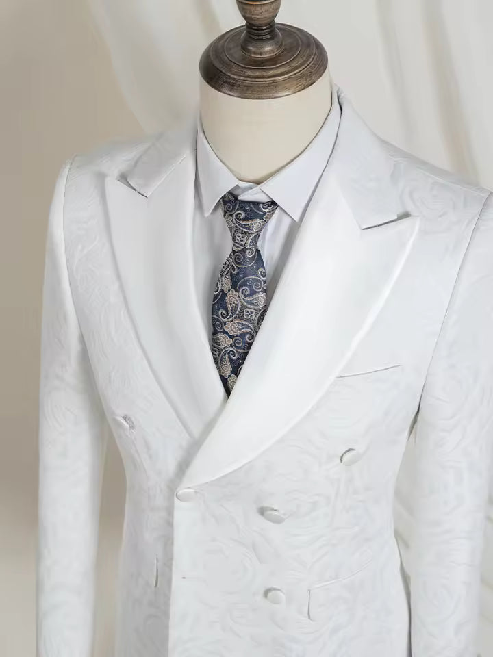 ST Cassy high quality luxury men's suit 2 piece set white luxury man jacket Wear 2 piece set Classic men's suit for wedding