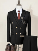 ST Cassy double-breasted Men's Suit Fashionable and Casual Slim Fit Male Groom Wedding Blazers Party Dress Jacket Coat Pants