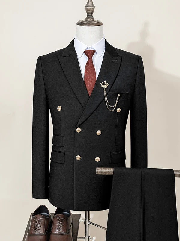 ST Cassy double-breasted Men's Suit Fashionable and Casual Slim Fit Male Groom Wedding Blazers Party Dress Jacket Coat Pants