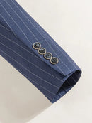 ST Cassy Men Striped suit Double Breasted High-end Brand Formal Business Slim Fit Coat Pants 2 Pieces Set Fashionable and Casual