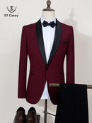 ST cassy white Elegant Men's Suit Groom Wedding Tuxedo Slim Fit Blazer for Party Prom Night