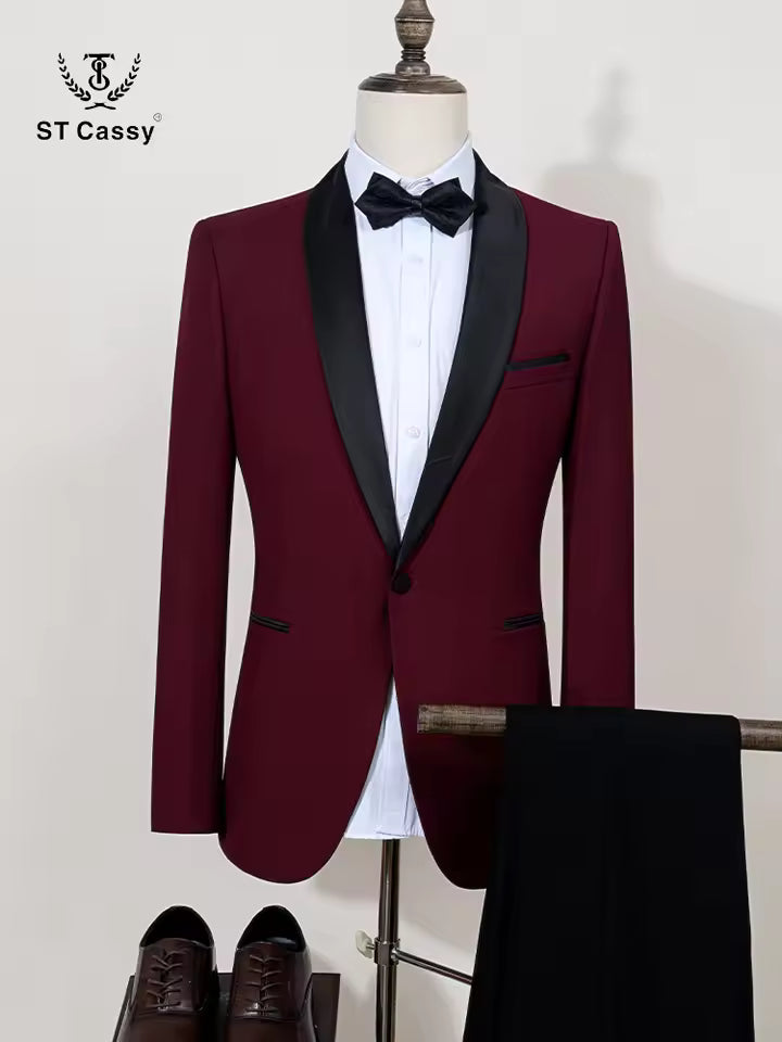 ST cassy white Elegant Men's Suit Groom Wedding Tuxedo Slim Fit Blazer for Party Prom Night