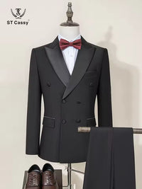 ST Cassy High Quality Wedding Groom Dress Men's evening gown Slim Fit Leisure suit Blazers Elegant man suit