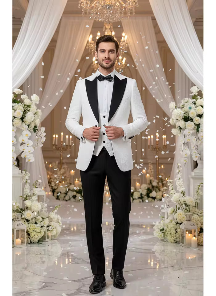 ST Cassy High Quality Retro carving Party Dress Slim Fit Tuxedo Prom Suit Fashion black Male Groom Wedding three-piece