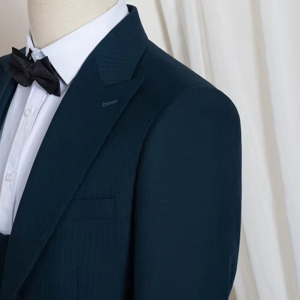 ST Cassy High Quality luxury brands men Suit for man blackish green elegant dinner suit 3-Piece Set Slim Fit Groom's wedding dress
