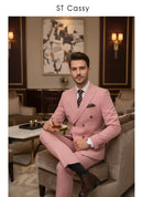 ST cassy Elegant White Double Breasted Suit Set 2 Piece Business Wedding Outfit Classic Stylish Blazer Pants Modern Trendy