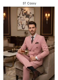 ST cassy Elegant White Double Breasted Suit Set 2 Piece Business Wedding Outfit Classic Stylish Blazer Pants Modern Trendy