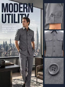 ST Cassy Short Sleeve man suits Safari 2 Piece set Jacket +Pants Business Outwear Costum leisure Summer thin version High quality