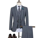 ST Cassy  Men's gray grid suit graduation gown Prom Suit Classic Black Tuxedo Groom Wedding Blazer Slim Fit Party Outfit