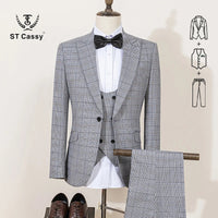 ST Cassy High Quality Plaid suit Formal Business Office Men's Suits Fashionable and Casual evening gown