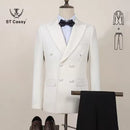 ST Cassy white Elegant Groom Tuxedo Men Prom Suit Double Breasted Graduation Formal Wear