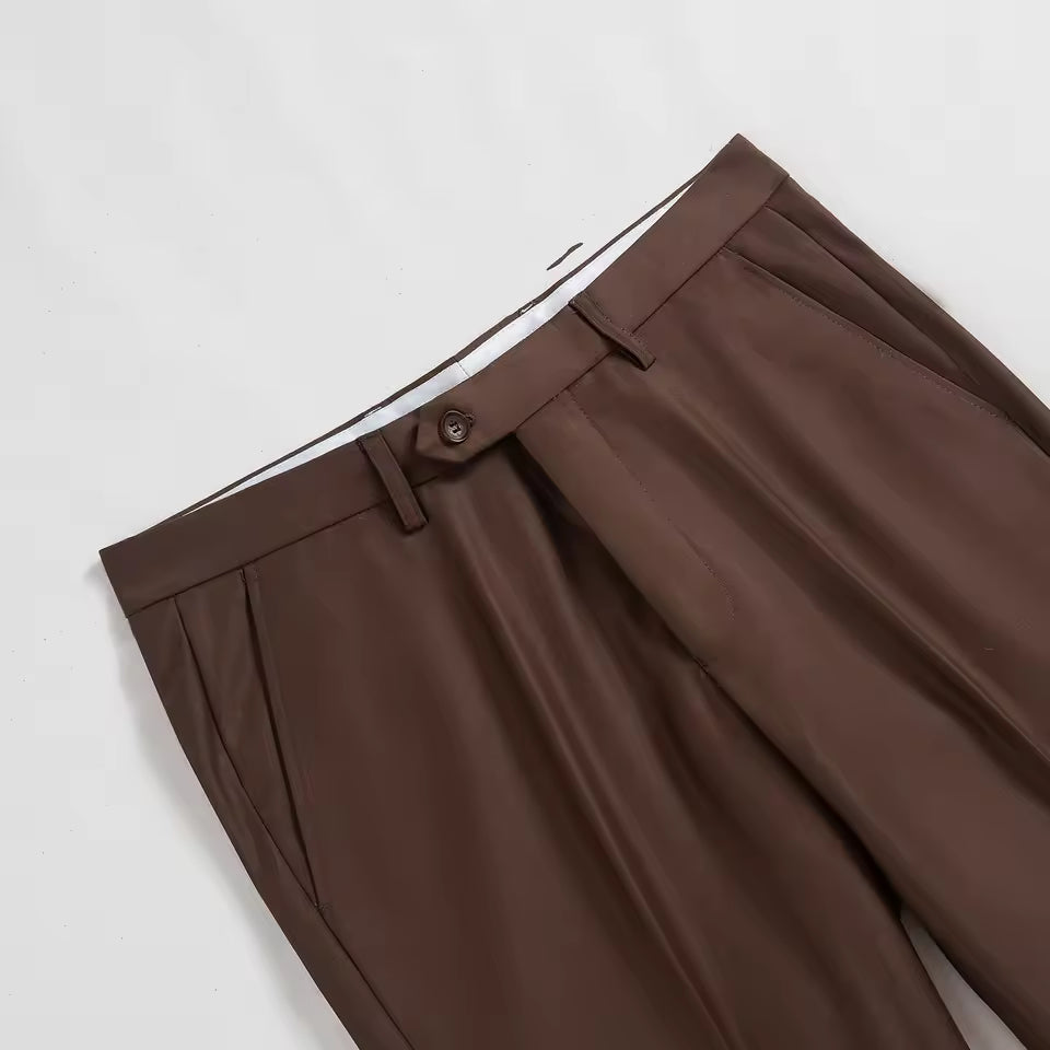 ST Cassy High Quality Jacket+pants elegant light coffee fine grain double breasted gentleman's suit set Stereoscopic cutting lapel collar