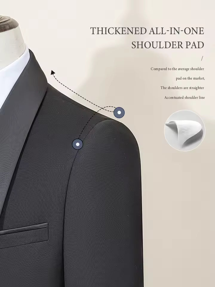 ST Cassy Wedding Groom Dress Men's suit black collar formal dress wedding three-piece suit orthodox suit vest pants