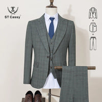 ST Cassy High Quality Plaid suit Formal Business Office Men's Suits Fashionable and Casual evening gown