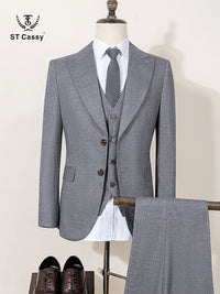 ST Cassy High Quality Men's Suit Summer thin Green  Slim Fit Formal Business Office Men's Suits（jacket+Vest+Pants）