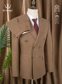 ST cassy Elegant White Double Breasted Suit Set 2 Piece Business Wedding Outfit Classic Stylish Blazer Pants Modern Trendy