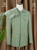 ST Cassy Men's Suit Classic Fit Single Breasted Multiple pockets Solid Color Casual Business Dress Suit