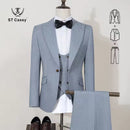 ST Cassy High Quality Men's Suit Slim Fit Male Groom Wedding Blazers Party Dress  Suit Business Office three-piece