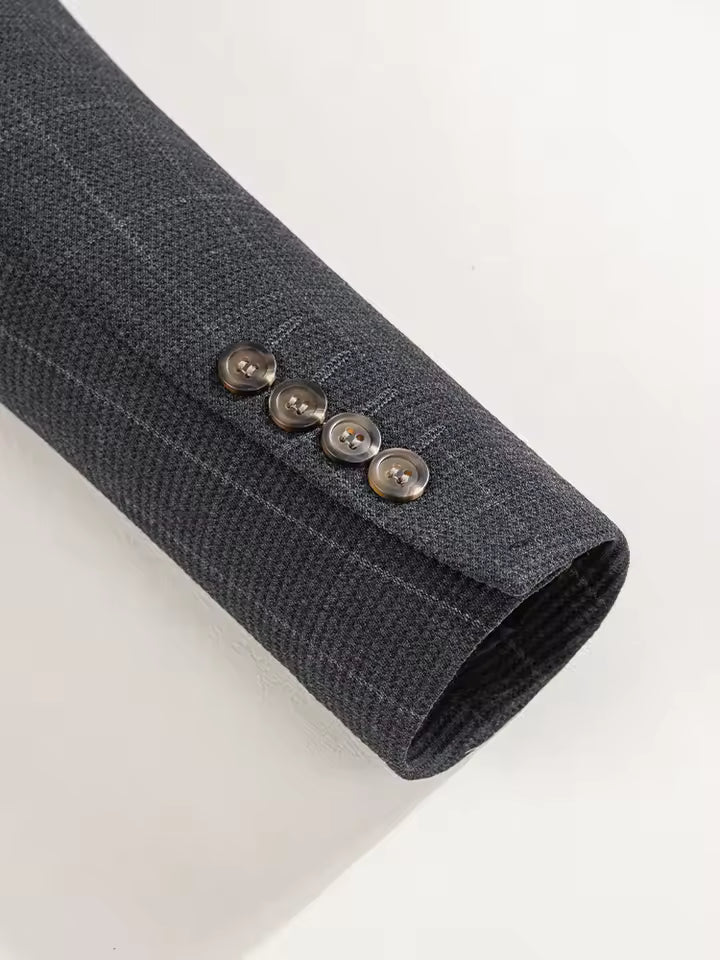 ST Cassy High Quality Men's Plaid suit Slim Fit Male Groom Wedding Blazers evening gown（jacket+Vest+Pants）