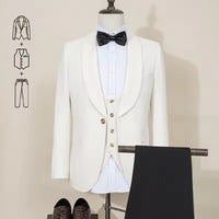 ST Cassy High Quality white Wedding Groom Dress elegant evening gown Prom man Suit Party Dress Slim fit casual suit three-piece