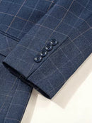 ST Cassy High Quality dark blue Plaid suit One Button Lapel Formal Blazer Slim fit jacket