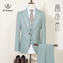ST Cassy High Quality Men's Suit Summer thin Green  Slim Fit Formal Business Office Men's Suits（jacket+Vest+Pants）