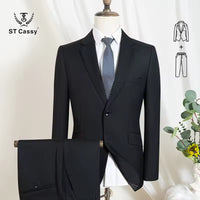 ST Cassy 2 piece set Classic men's suit Classic Slim-Fit 2-Button Design for Formal Occasions business office luxury man jacket