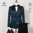 ST cassy luxury shawl collar 2-piece suit set men's high-end business casual suit groom's wedding dress Jacquard pattern
