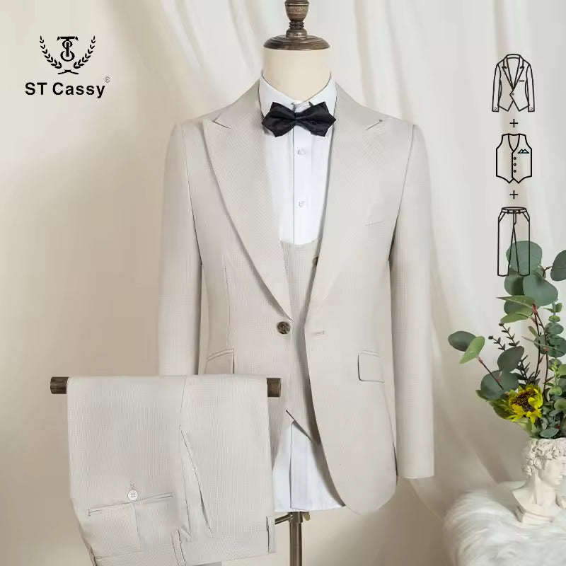 ST Cassy high quality luxury men's suit Slim-Fit Men's wedding dresses coat Classic for wedding full men's suit business office