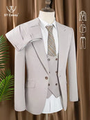ST Cassy Men's three piece suit elegant slim fit formal office and leisure banquet groomsman set groom's wedding dress
