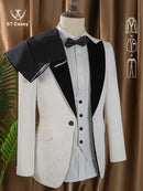ST Cassy High Quality Retro carving Party Dress Slim Fit Tuxedo Prom Suit Fashion black Male Groom Wedding three-piece