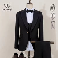 ST Cassy black Groom Suit Elegant Wedding Tuxedo Formal Party Blazer for Men Stylish Slim Fit man suit