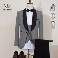 ST Cassy Elegant Men's Suit Groom Wedding Tuxedo Slim Fit Blazer for Party Prom Night