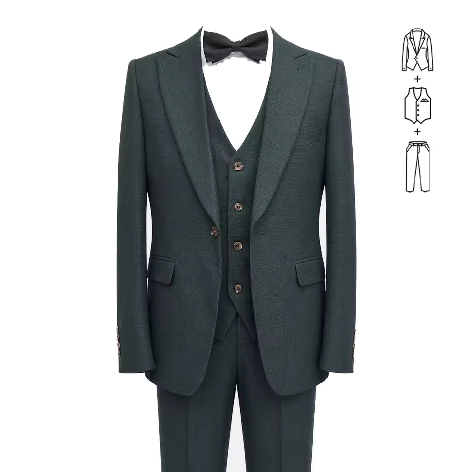 ST Cassy High quality luxury 3 piece set elegant men suits dark green Slim Fit Male Groom Wedding Blazers Party Dress Business Office