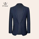 ST Cassy High Quality dark blue Plaid suit One Button Lapel Formal Blazer Slim fit jacket