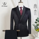 ST Cassy Luxury and fashionable men's suit Rhinestone Collar Shawl Lapel black Wedding Suit 2 Piece Set Groom Tuxedo Banquet