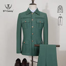 ST Cassy Men's Suit Classic Fit Single Breasted Multiple pockets Solid Color Casual Business Dress Suit