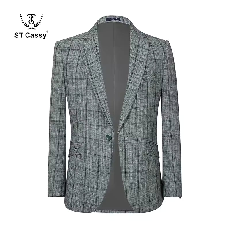 ST Cassy High Quality Plaid suit Fashionable and Casual Jacket Coat Slim Fit Leisure elegant Men's jackets