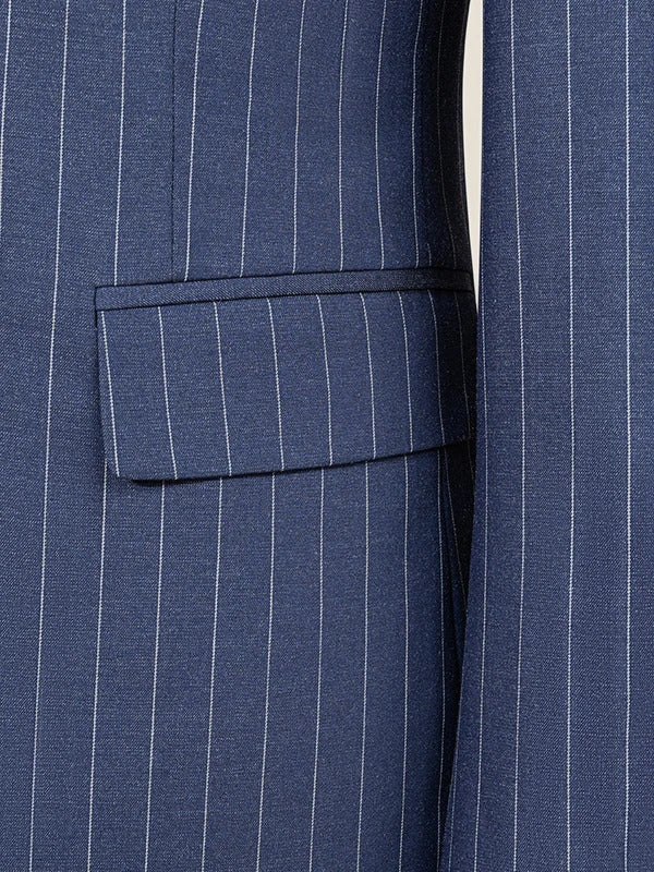 ST Cassy Men Striped suit Double Breasted High-end Brand Formal Business Slim Fit Coat Pants 2 Pieces Set Fashionable and Casual